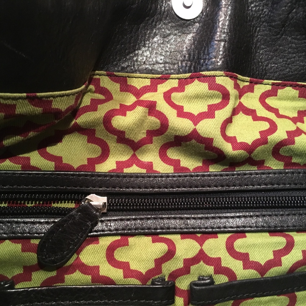 Oryany Black Leather Handbag Chainmail Front